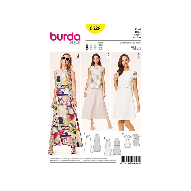 Patron Burda Style 6628 Robe 34/44