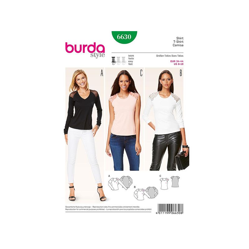 Patron Burda Style 6630 T-shirt 34/44