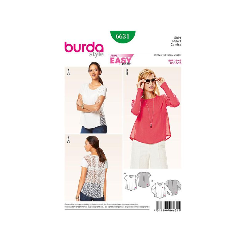 Patron Burda Style 6631 Tunique 36/46