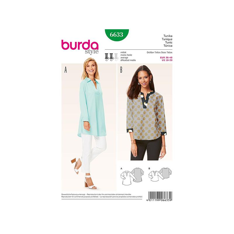 Patron Burda Style 6633 Tunique 36/46