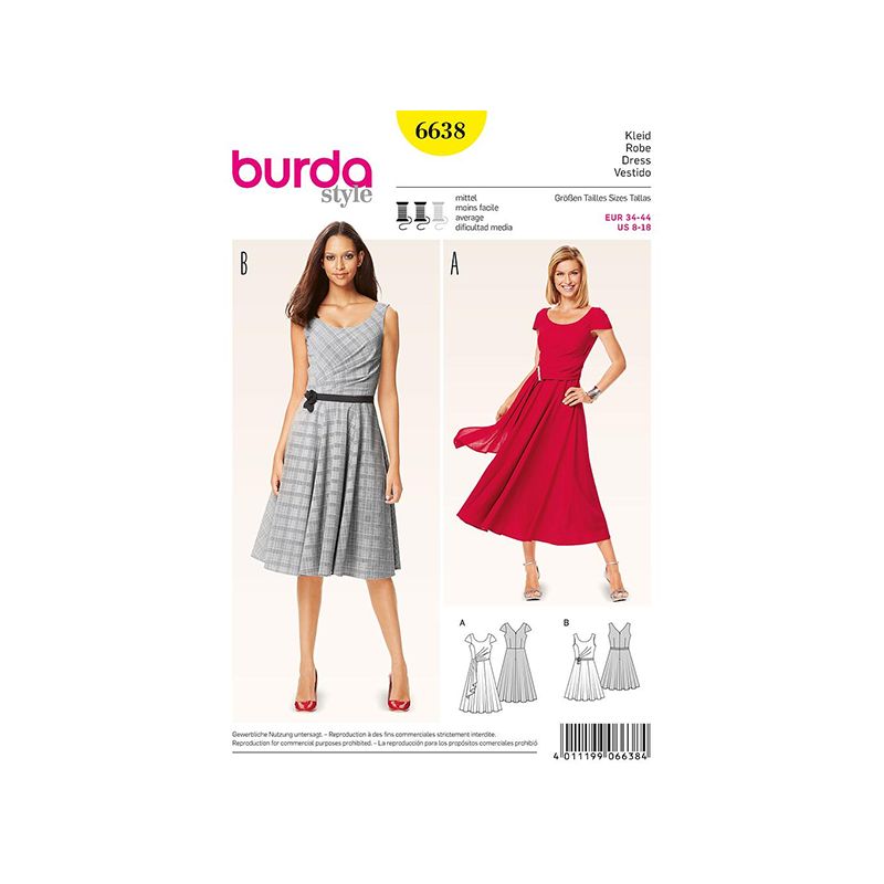 Patron Burda Style 6638 Robe 34/44