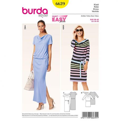 Patron Burda Style 6639 Robe 36/46