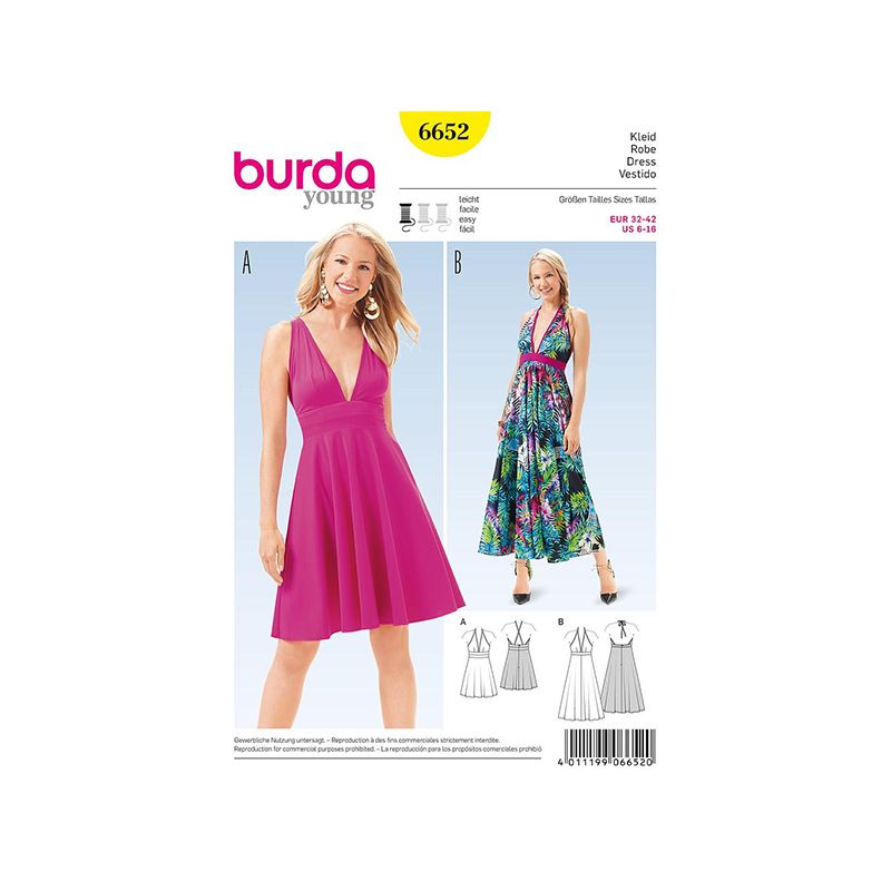 Patron Burda Style 6652 Robe 32/42