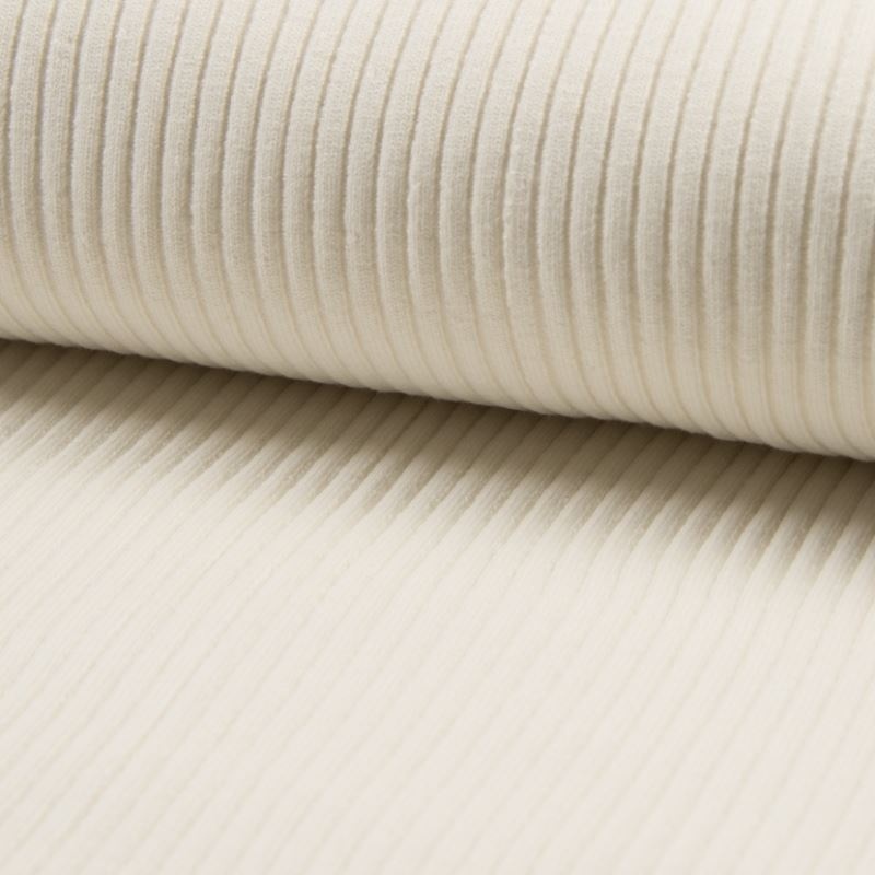 Tissu Maille Bord Côte Ecru