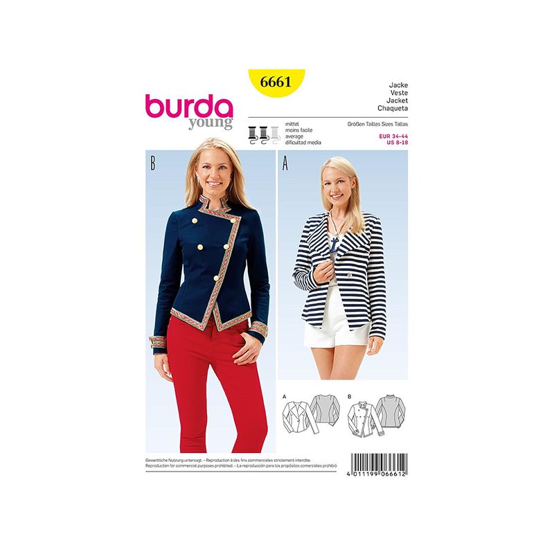 Patron Burda Style 6661 Veste 34/44