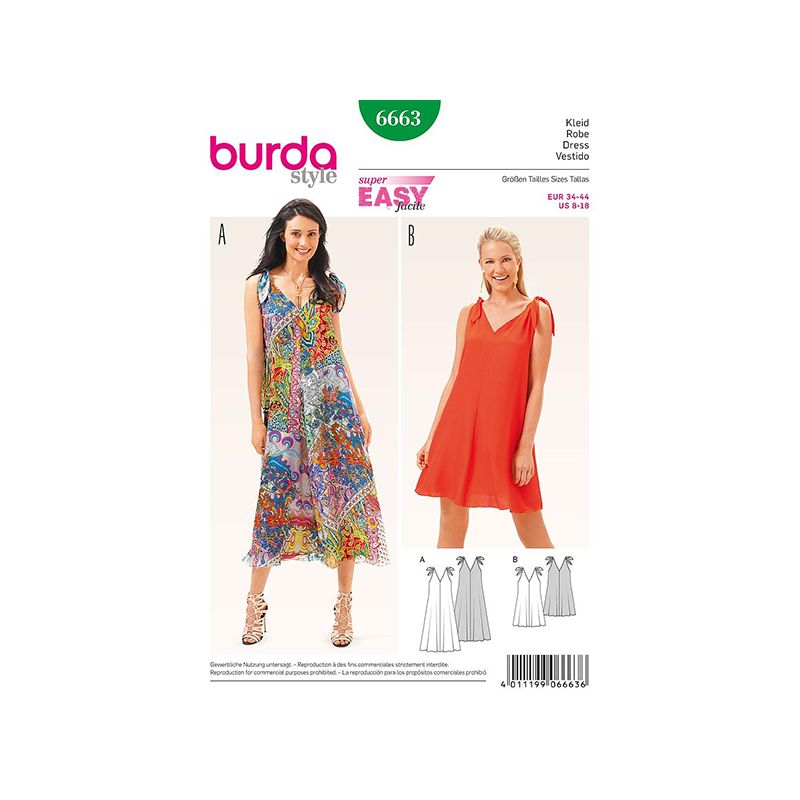 Patron Burda Style 6663 Robe 34/44