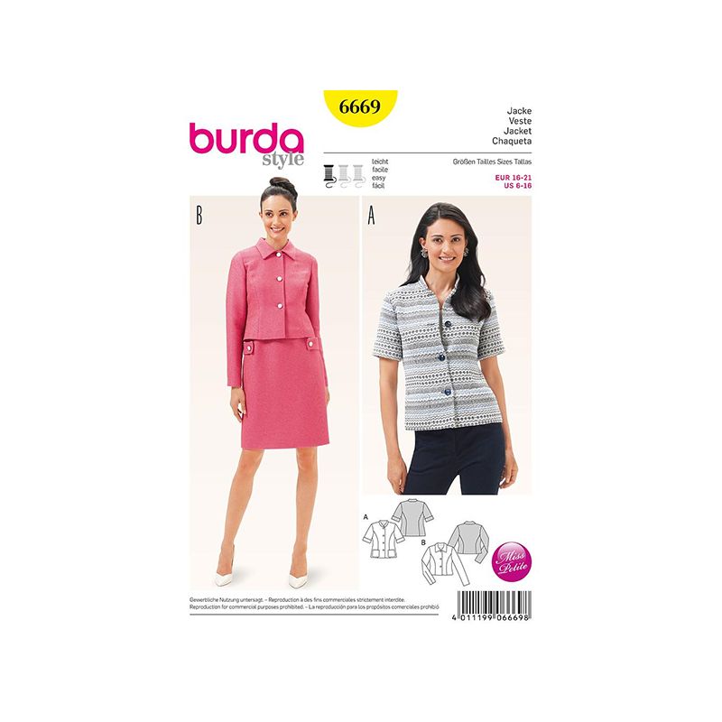 Patron Burda Style 6669 Veste 16/21