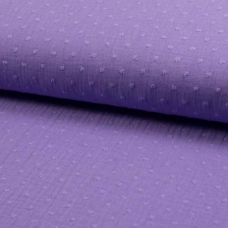 Tissu Double Gaze Pois Lilas