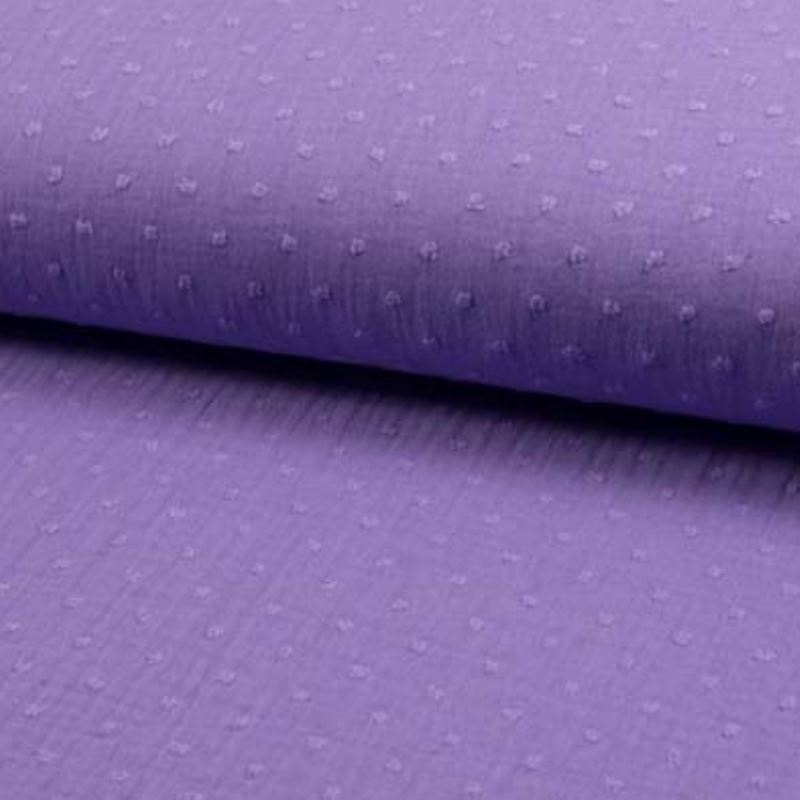 Tissu Double Gaze Pois Lilas