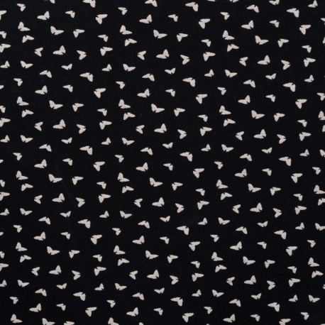 Tissu Jersey Coton Butterflies Noir 