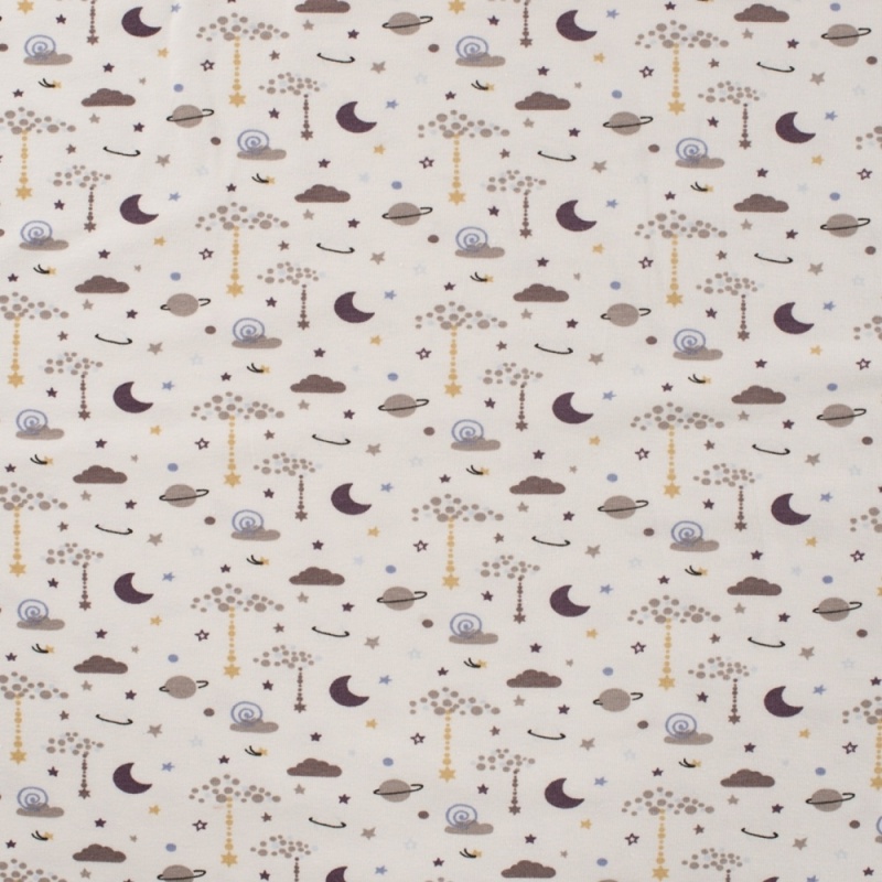 Tissu Jersey Coton Sleepy Night Taupe 