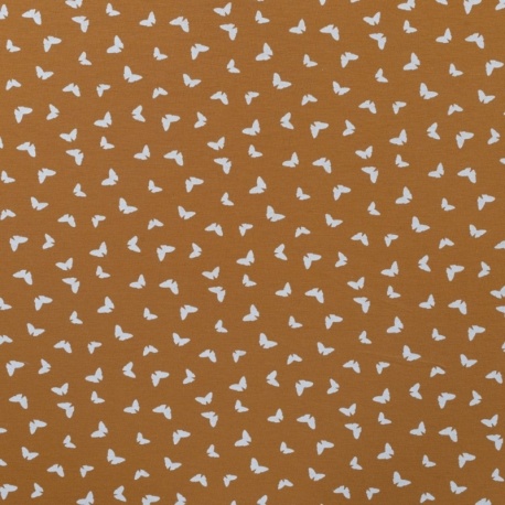 Tissu Jersey Coton Butterflies Caramel 