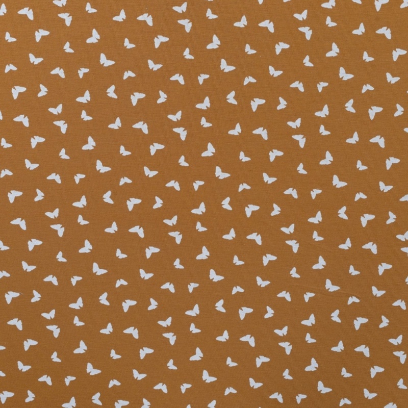 Tissu Jersey Coton Butterflies Caramel 