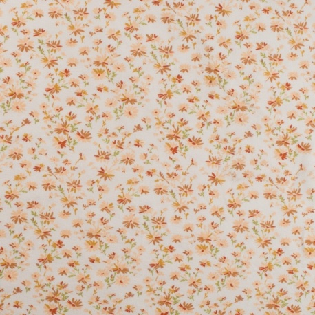 Tissu Jersey Coton Flowers Ocre 