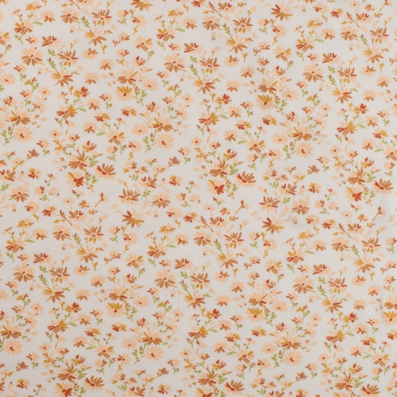 Tissu Jersey Coton Flowers Ocre 