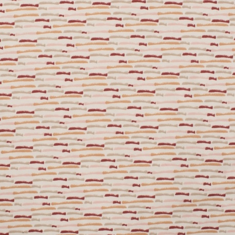 Tissu Jersey Coton Stripes Terracotta Clair