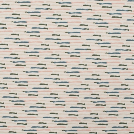Tissu Jersey Coton Stripes Bleu