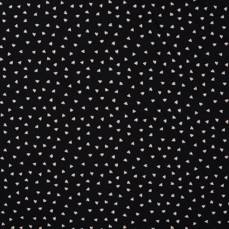 Tissu Jersey Coton Hearts Noir