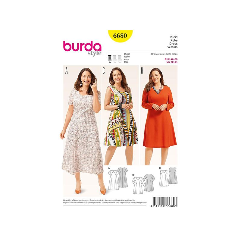 Patron Burda Style 6680 Robe 46/60