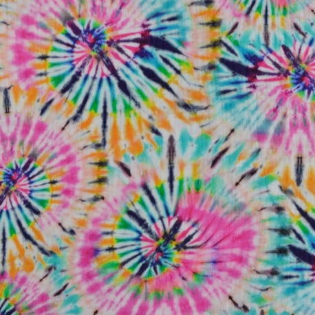 Tissu Double Gaze Digital Tye Dye Fuchsia emeraude