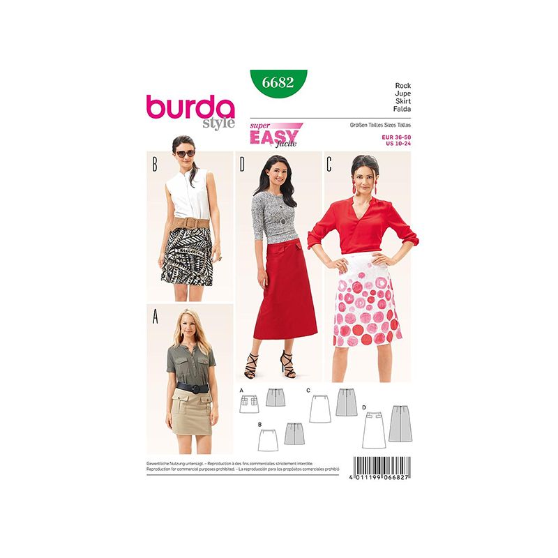 Patron Burda Style 6682 Jupe 36/50