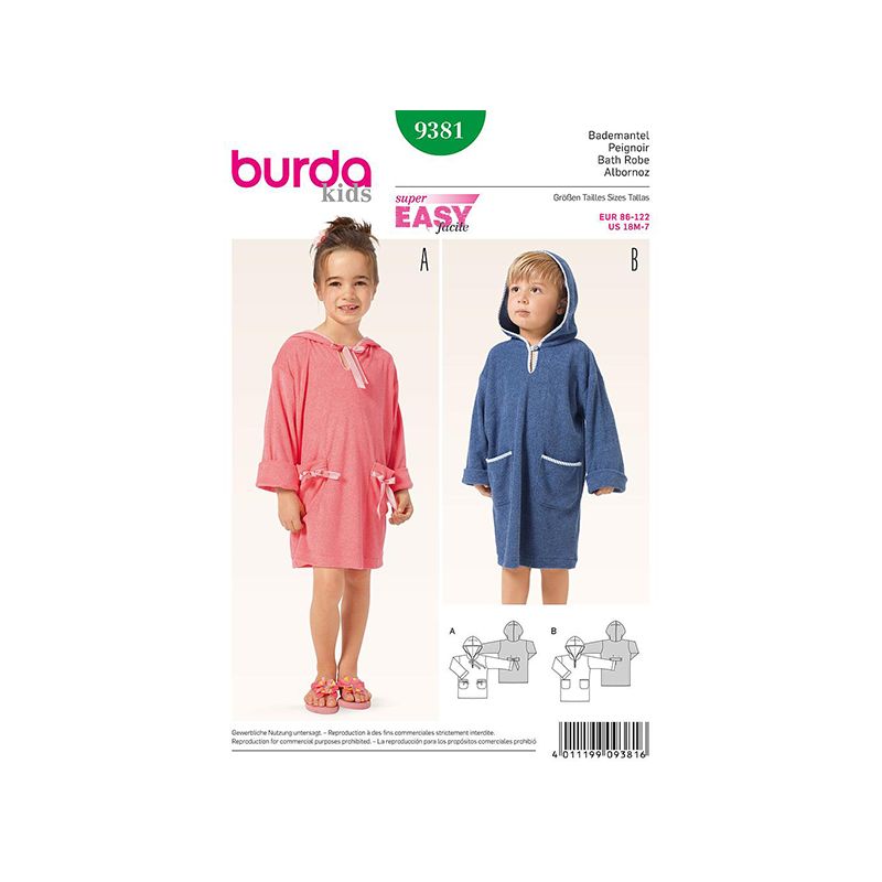 Patron Burda Kids 9381 Peignoir 86/122