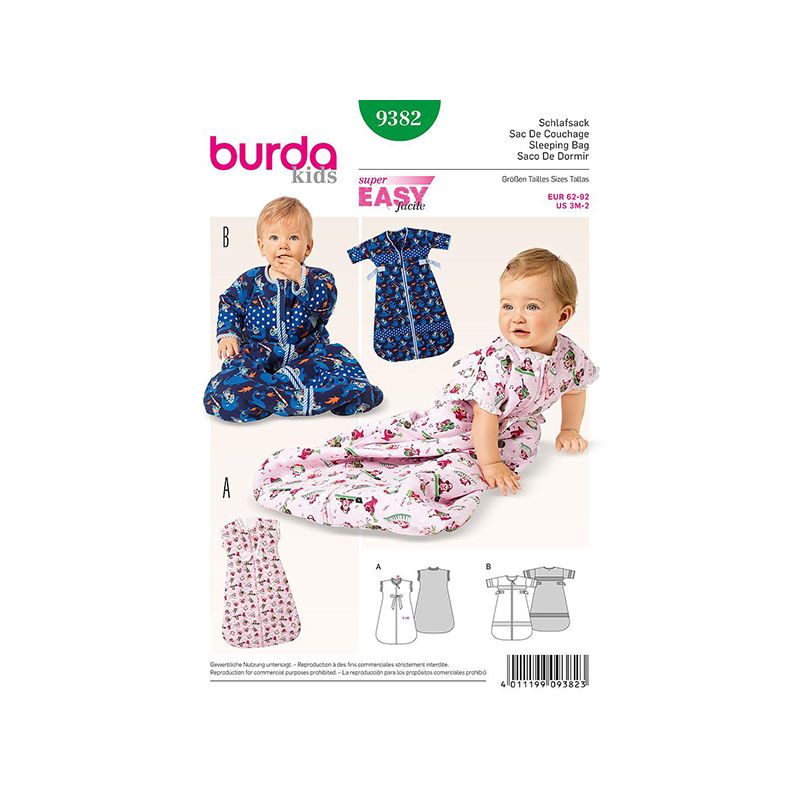 Patron Burda Kids 9382 Sacs de Couchage 62/92