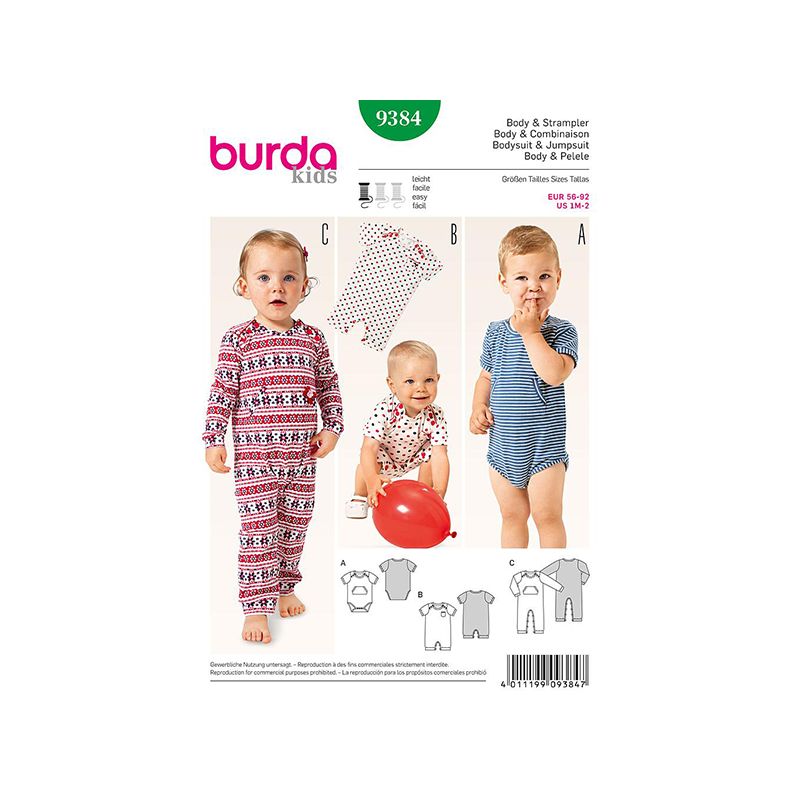 Patron Burda Kids 9384 Body et Combinaison 56/92