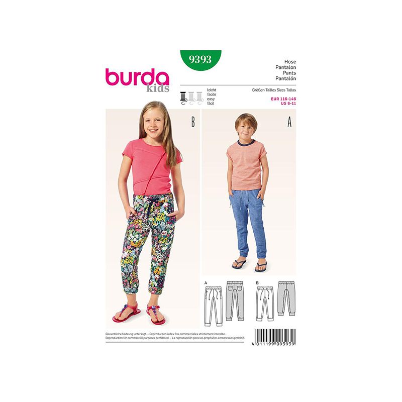 Patron Burda Kids 9393 Pantalon 116/146