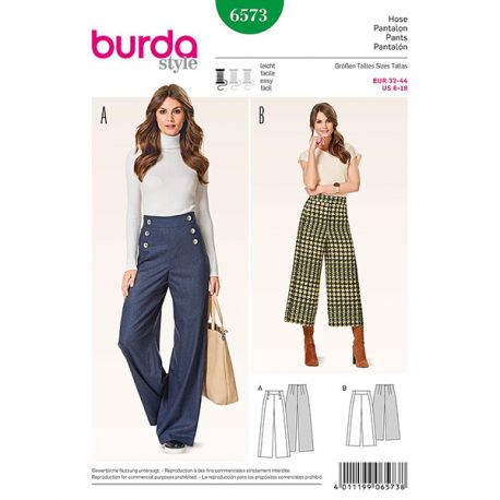 Patron Burda Style 6573 Pantalon Taille 32/44