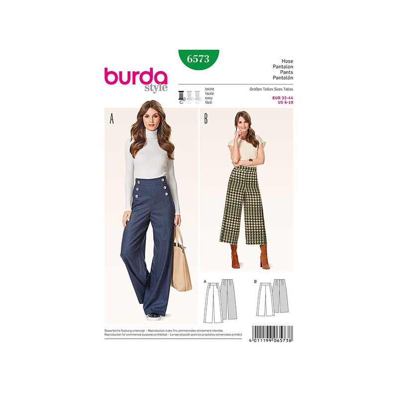 Patron Burda Style 6573 Pantalon Taille 32/44