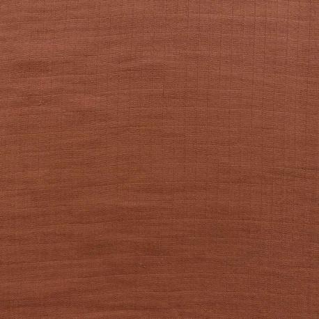 Tissu Coton Gaze Carreaux Terracotta Grande Largeur