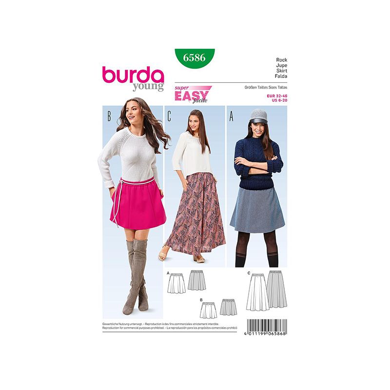 Patron Burda Style 6586 Jupe Taille 32/46