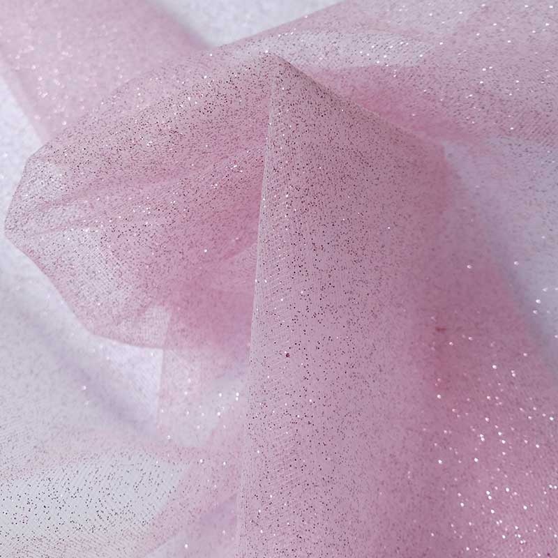 Tissu Tulle Paillette Rose Clair