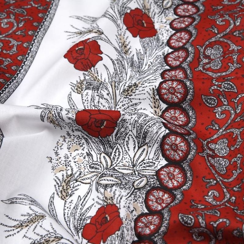 Tissu Provençal Rouge - 70 X 126 Cm - Coton, Motif Provence - Neuf, Fabriqué En France