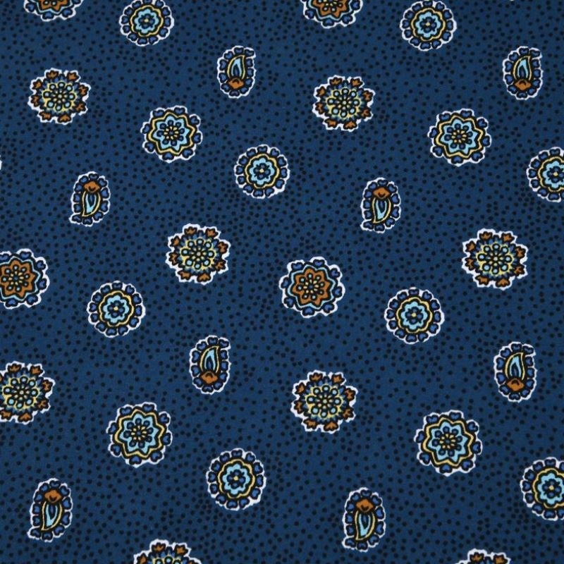 Lot De 2 Coupons Tissu Provençal Neufs Fond Bleu Motif Mouche - Ameublement