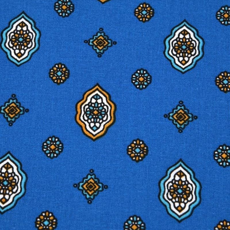 Lot De 2 Coupons Tissu Provençal Neufs Fond Bleu Motif Mouche - Ameublement