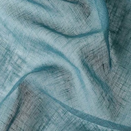 Tissu Etamine Kaolin Uni Bleu Paon 