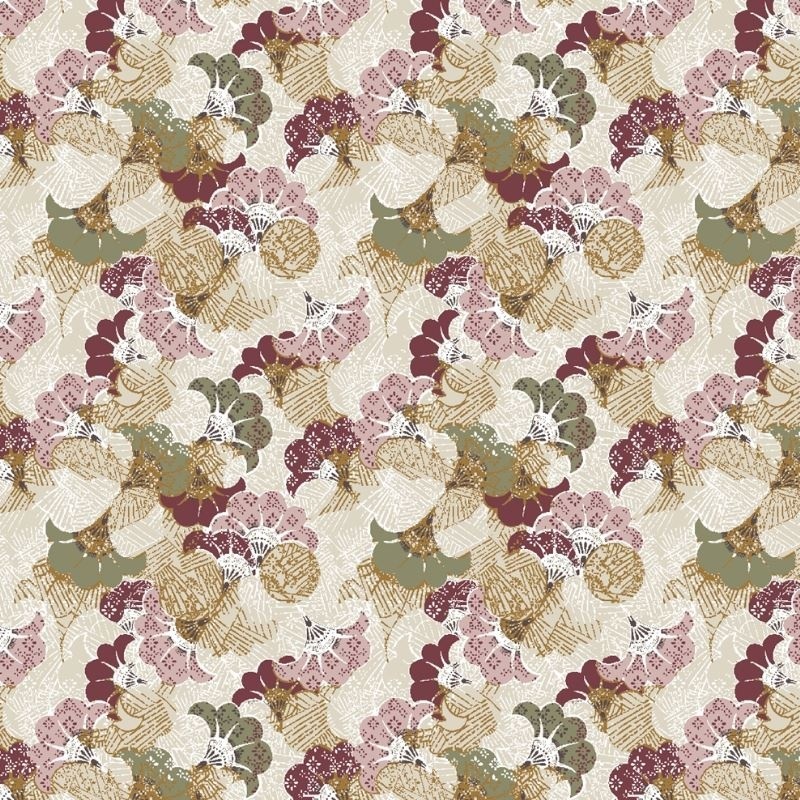 Tissu Popeline Imprimée Kaizu Kaki rose 