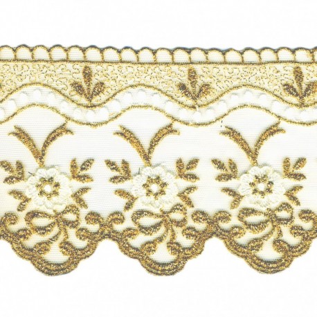 Broderie s/tulle 120mm  Or - 