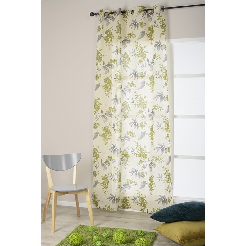 Rideau Prêt-à-poser Polyester Couleur Lin - 140 X 280 Cm, à œillets, Neuf