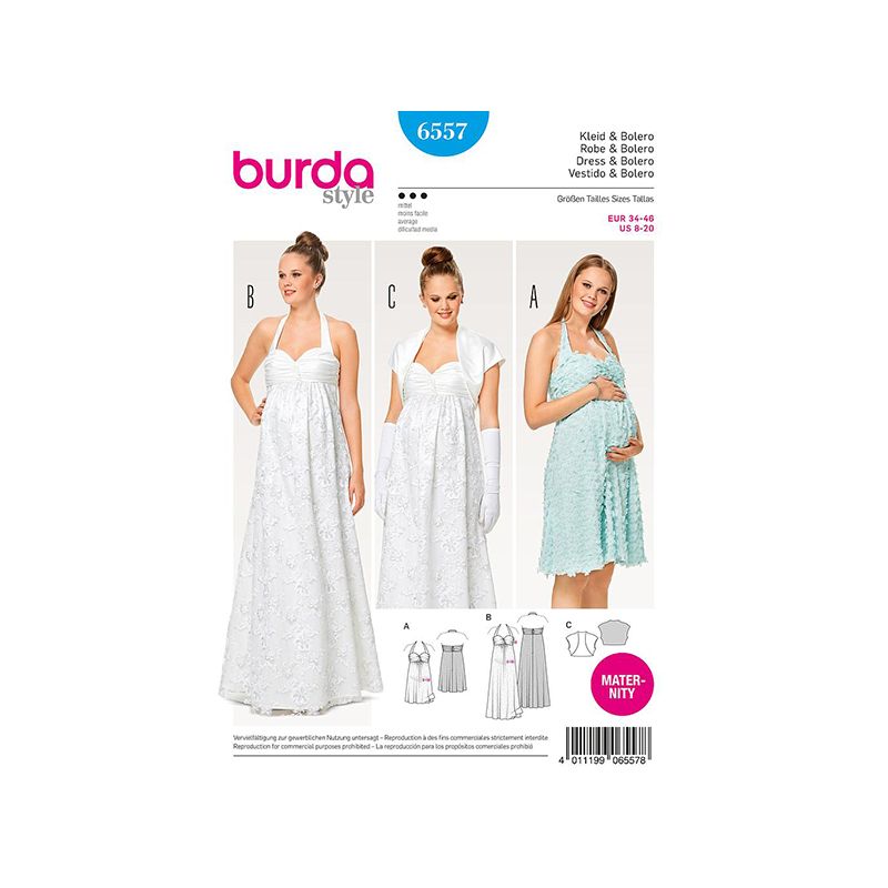 Patron Burda Style 6557 Robe Bolero Femme enceinte
