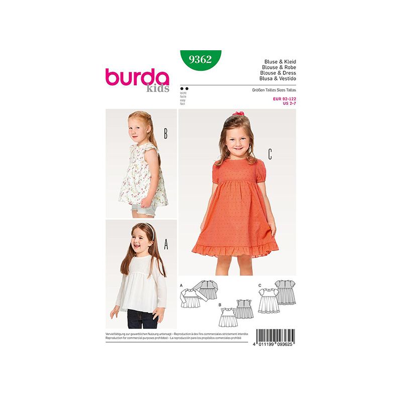 Patron Burda Kids 9362 Robe et Blouse