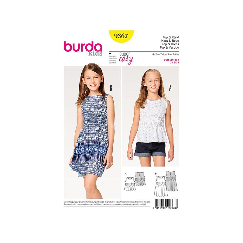 Patron Burda Kids 9367 Haut et Robe