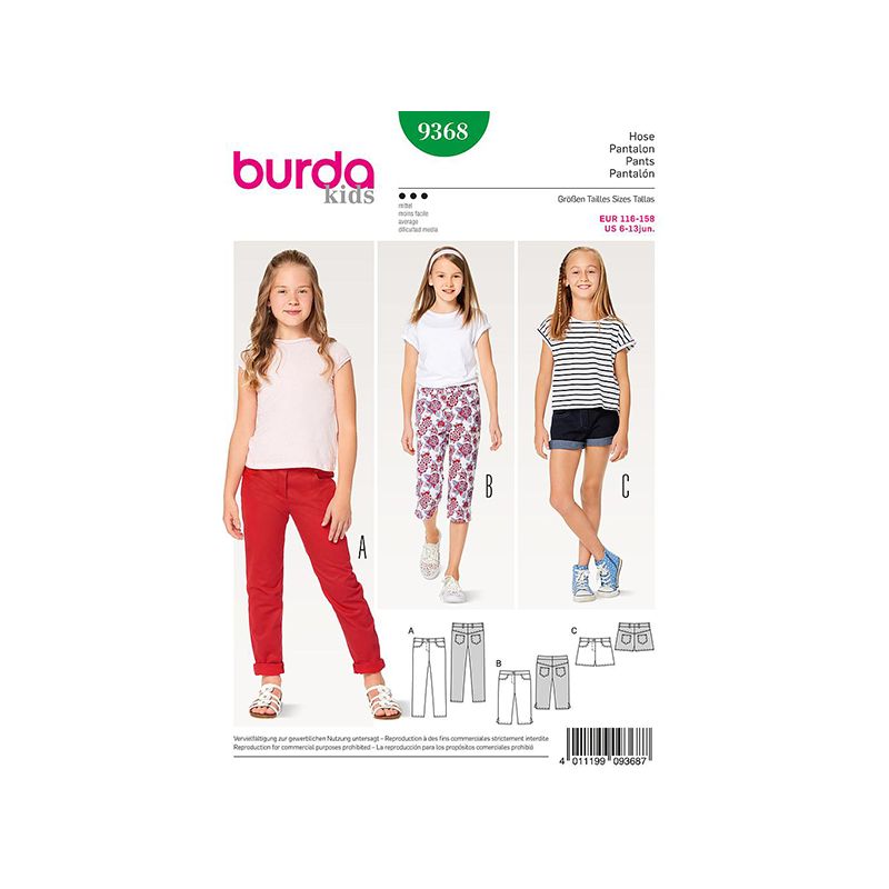 Patron Burda Kids 9368 Pantalon