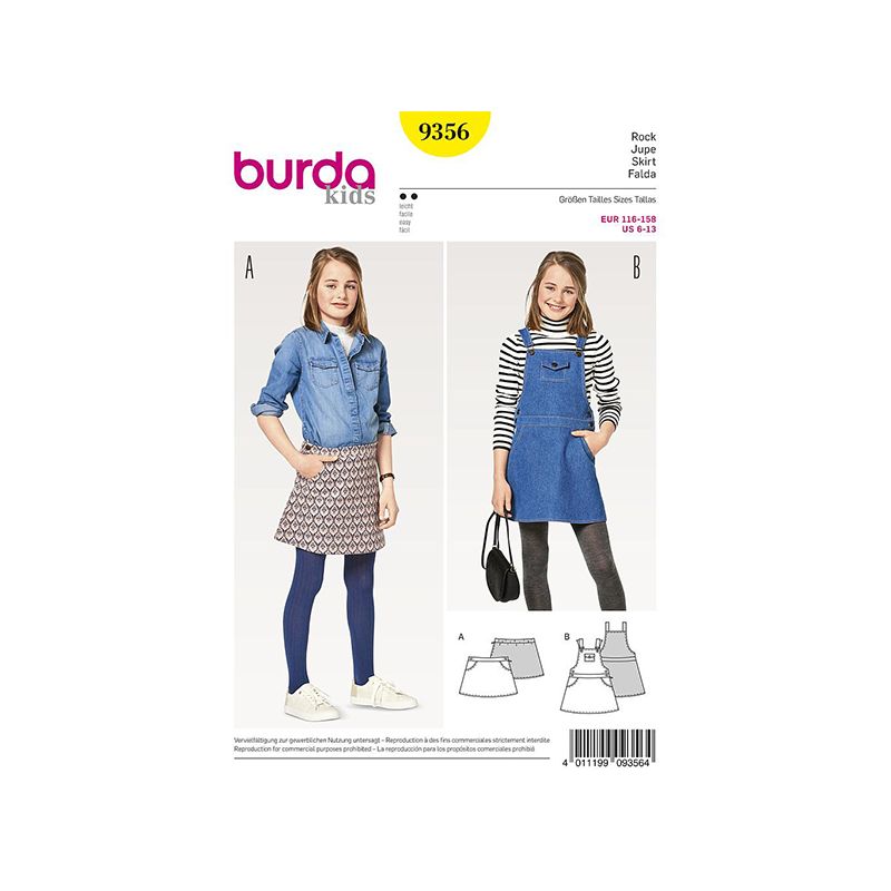 Patron Burda Kids 9356 Jupe Salopette