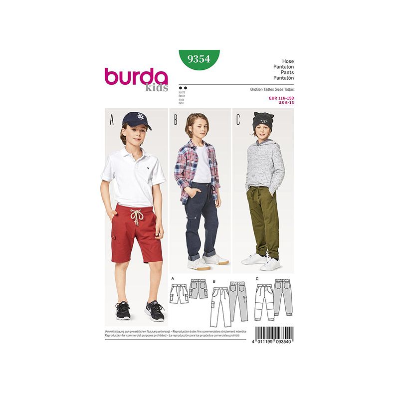 Patron Burda Kids 9354 Pantalon Short