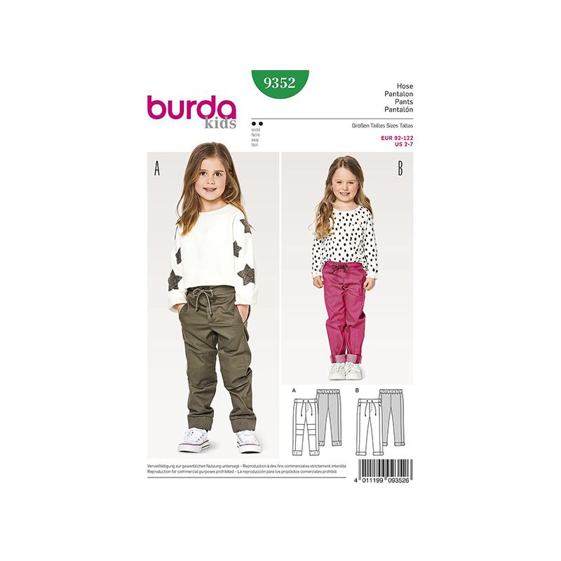Patron Burda Kids 9352 Pantalon