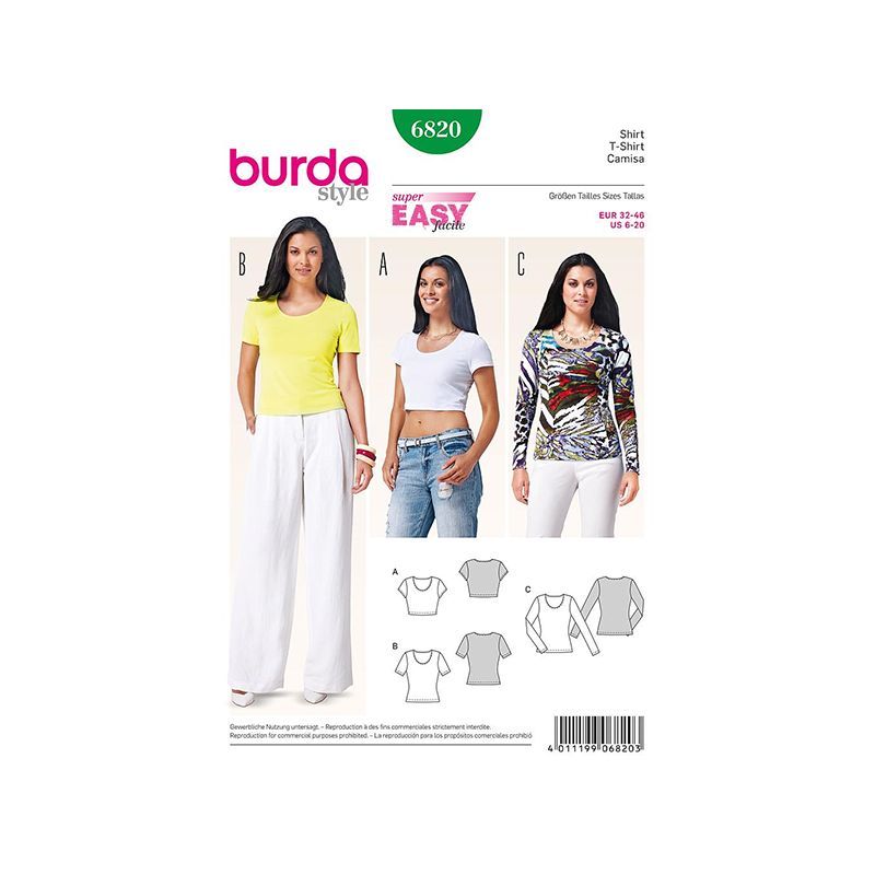 Patron Burda Style 6820 T Shirt 32/46