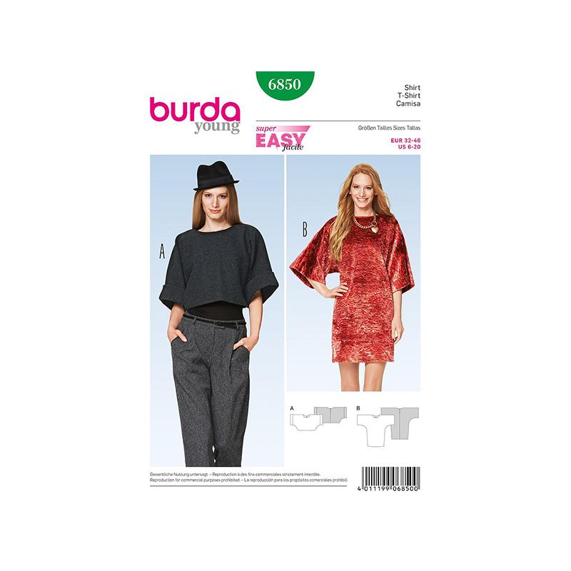 Patron Burda Style 6850 T Shirt 32/46